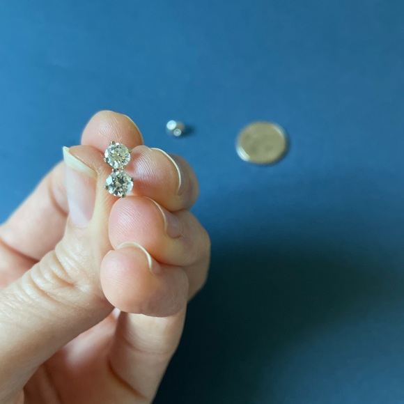 Certified natural diamond stud earrings in 14K white gold, .54 cttw - Picture 5 of 6